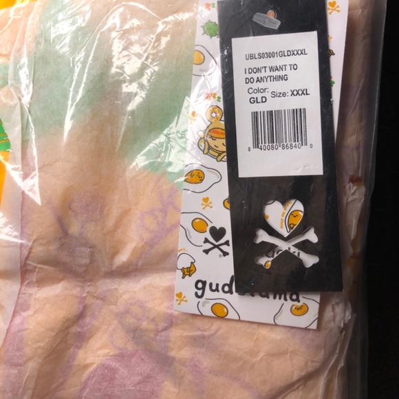 Tokidoki Gudetama "I Don't Want to Do Anything"  Gold Yellow Shirt XXXL - Picture 4 of 8